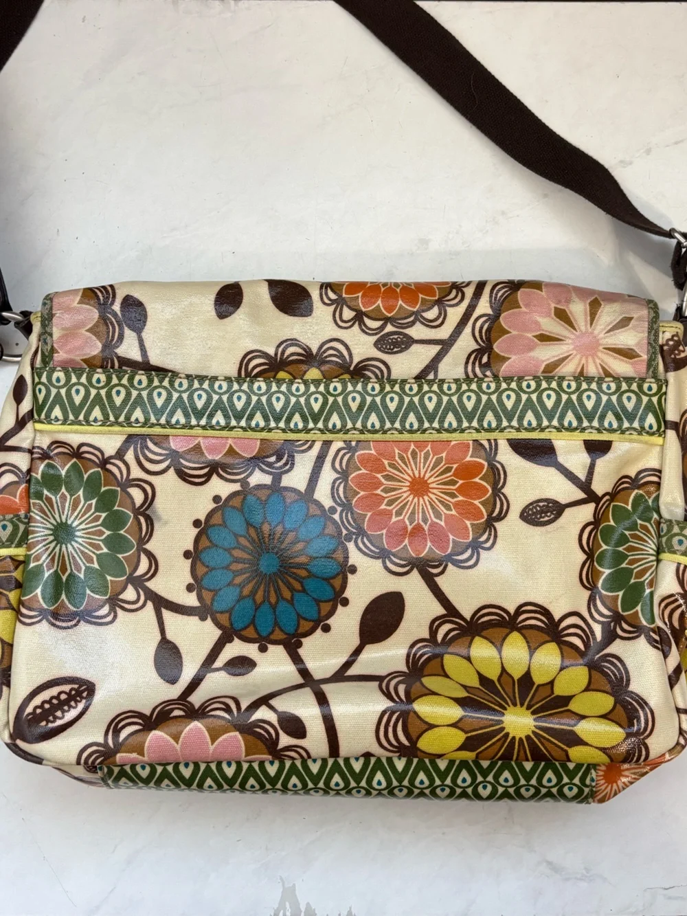 Fossil Keyper Canvas Coated Floral Messenger Crossbody Bag Boho Travel Hippie